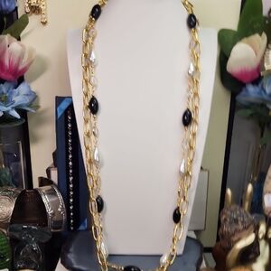 EUC Goldtone Necklace Double Strand 36"